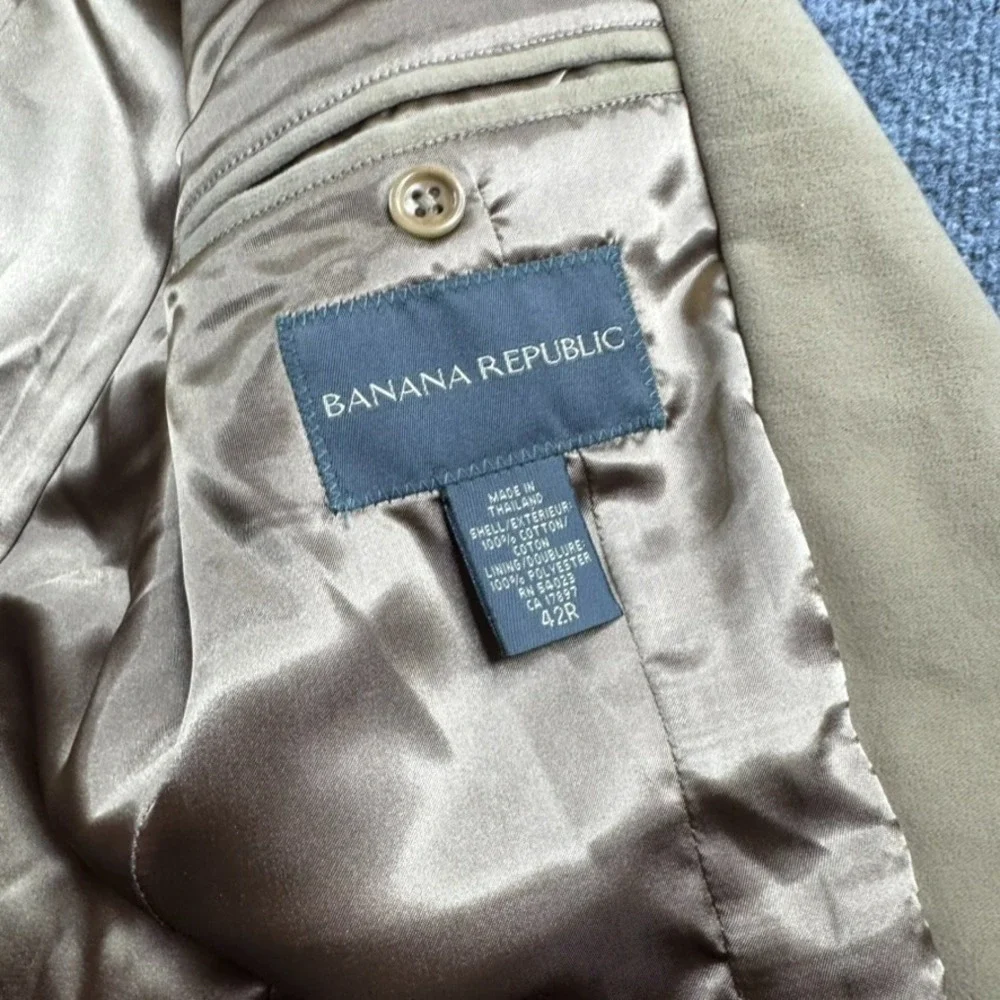 Banana Republic Blazer Men 42R Beige Suede Sport Coat Jacket Suit‎ Cotton Career